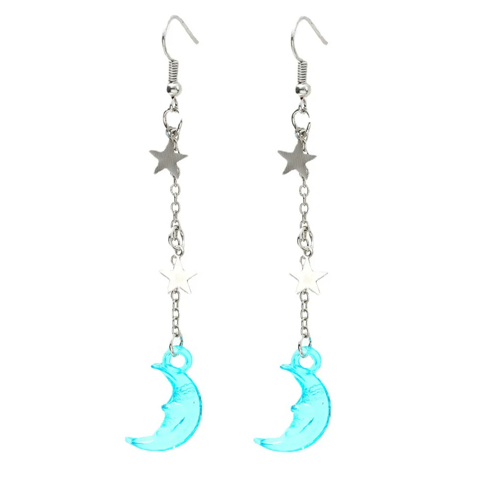 Wholesale Alloy Simple Moon And Star Women's Fashion Long Tassel Earrings With Electroplating - Image 5