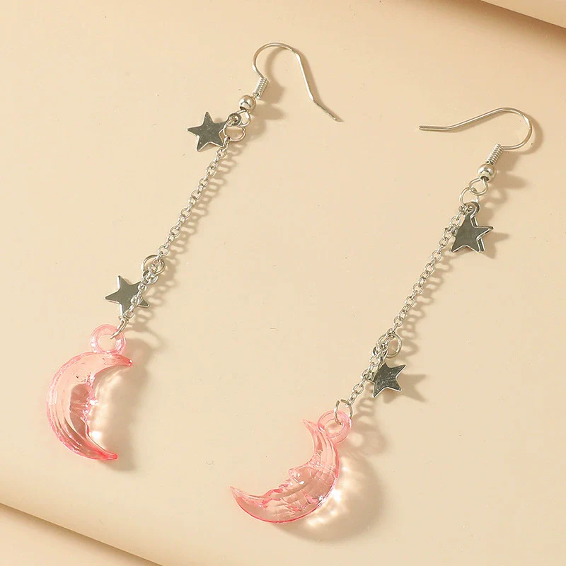 Wholesale Alloy Simple Moon And Star Women's Fashion Long Tassel Earrings With Electroplating - Image 6