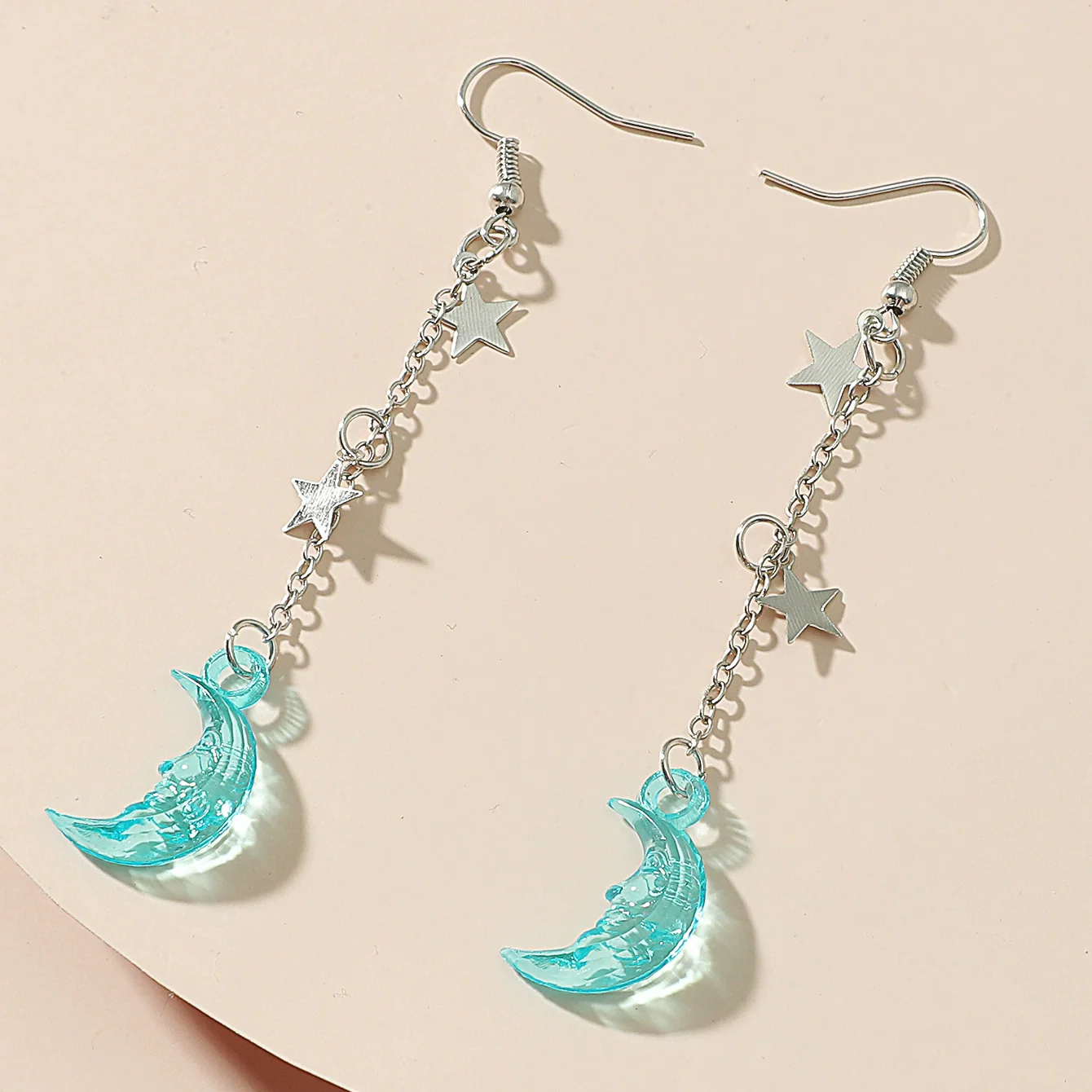 Wholesale Alloy Simple Moon And Star Women's Fashion Long Tassel Earrings With Electroplating - Image 7