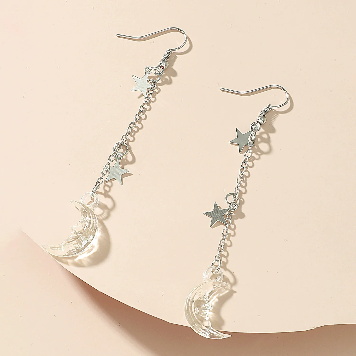Wholesale Alloy Simple Moon And Star Women's Fashion Long Tassel Earrings With Electroplating - Image 8