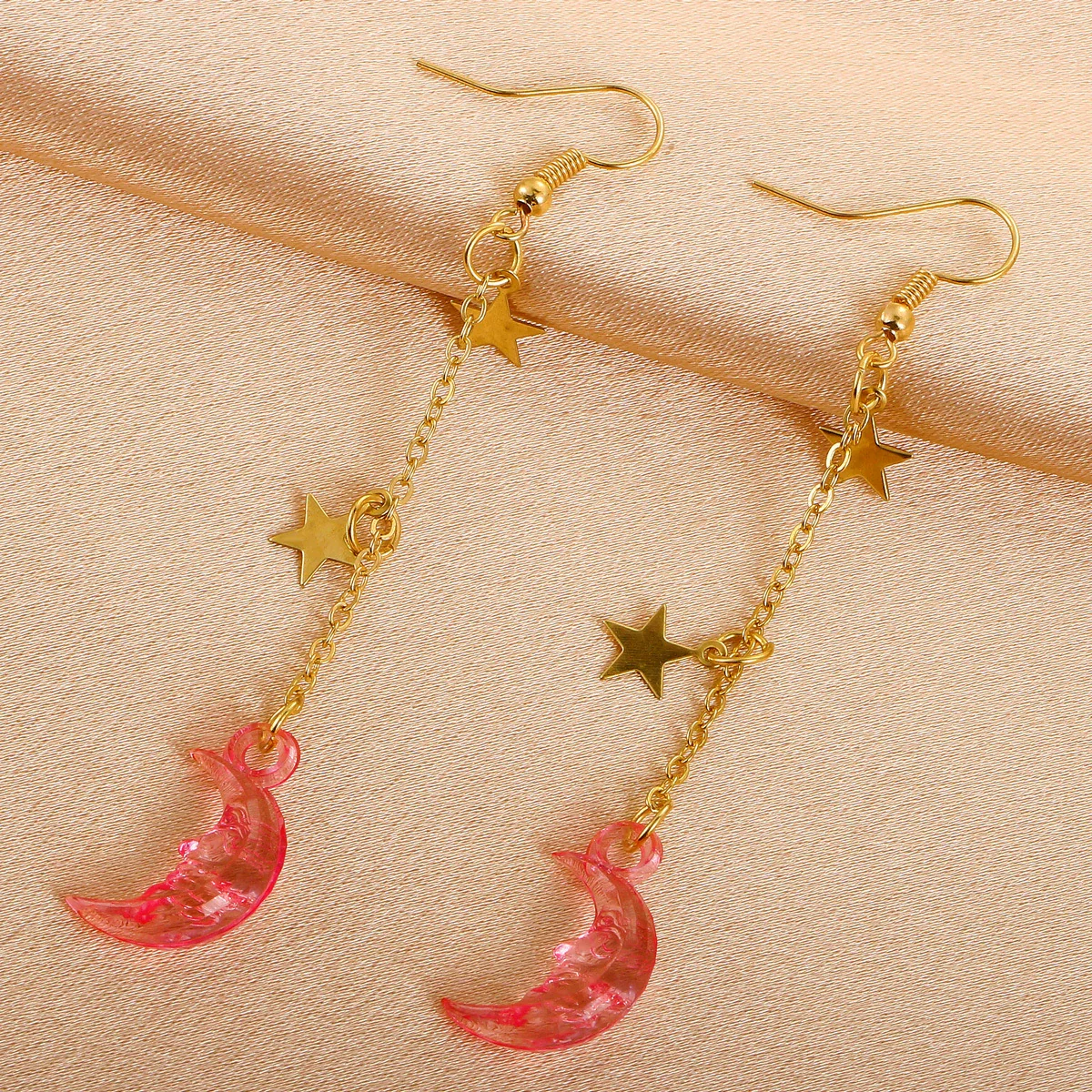 Wholesale Alloy Simple Moon And Star Women's Fashion Long Tassel Earrings With Electroplating - Image 9