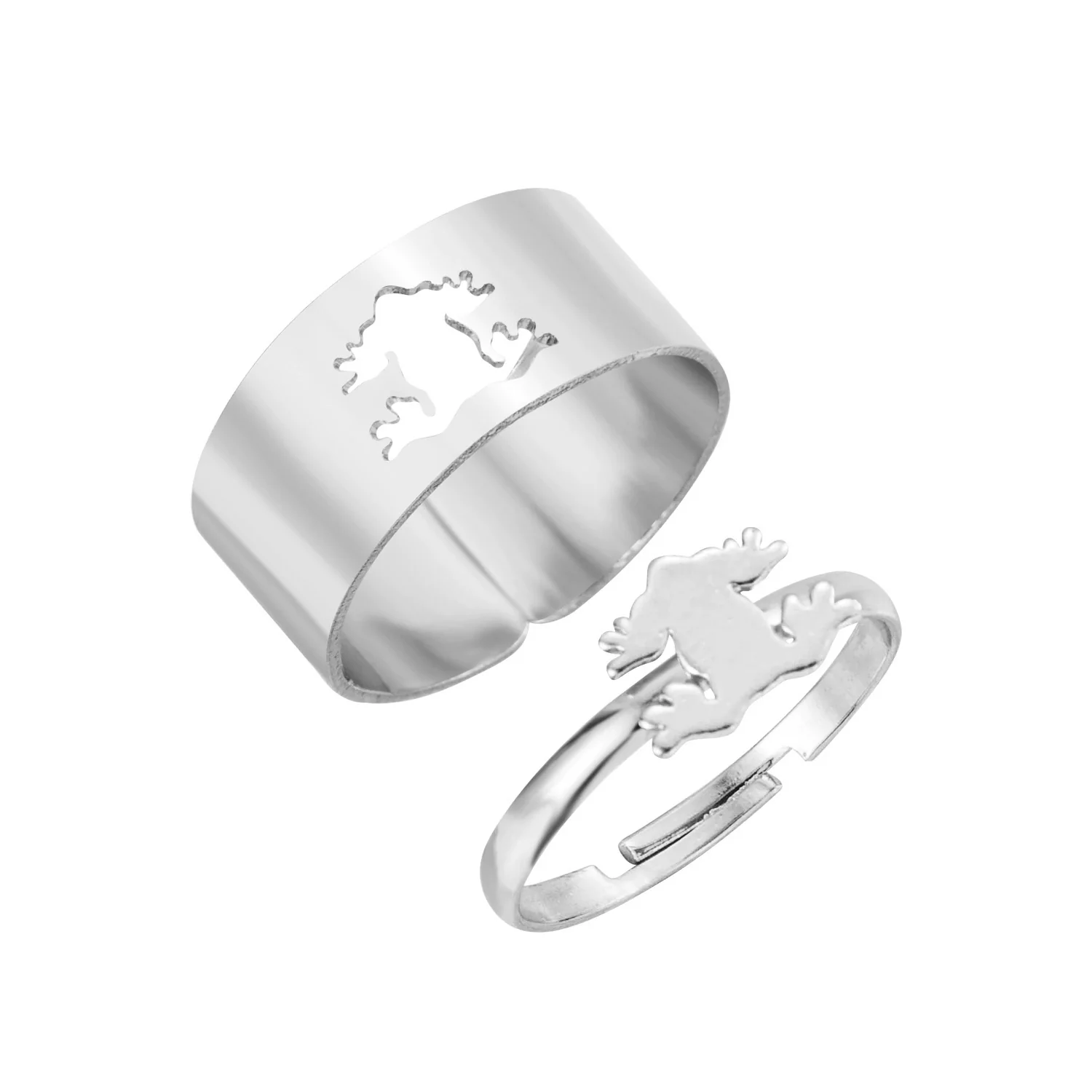Wholesale Alloy Twocolor Gold And Silver Retro Hollow Geometric Fashion Women's Electroplated Ring Set - Image 18