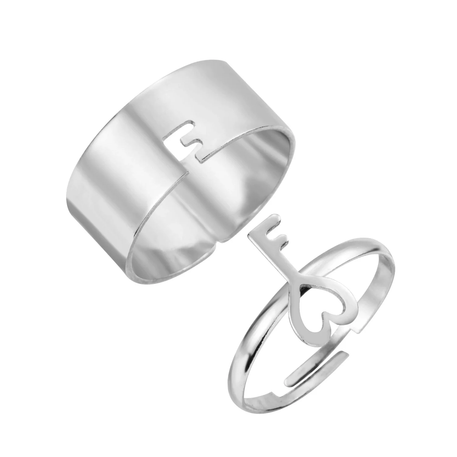 Wholesale Alloy Twocolor Gold And Silver Retro Hollow Geometric Fashion Women's Electroplated Ring Set - Image 20