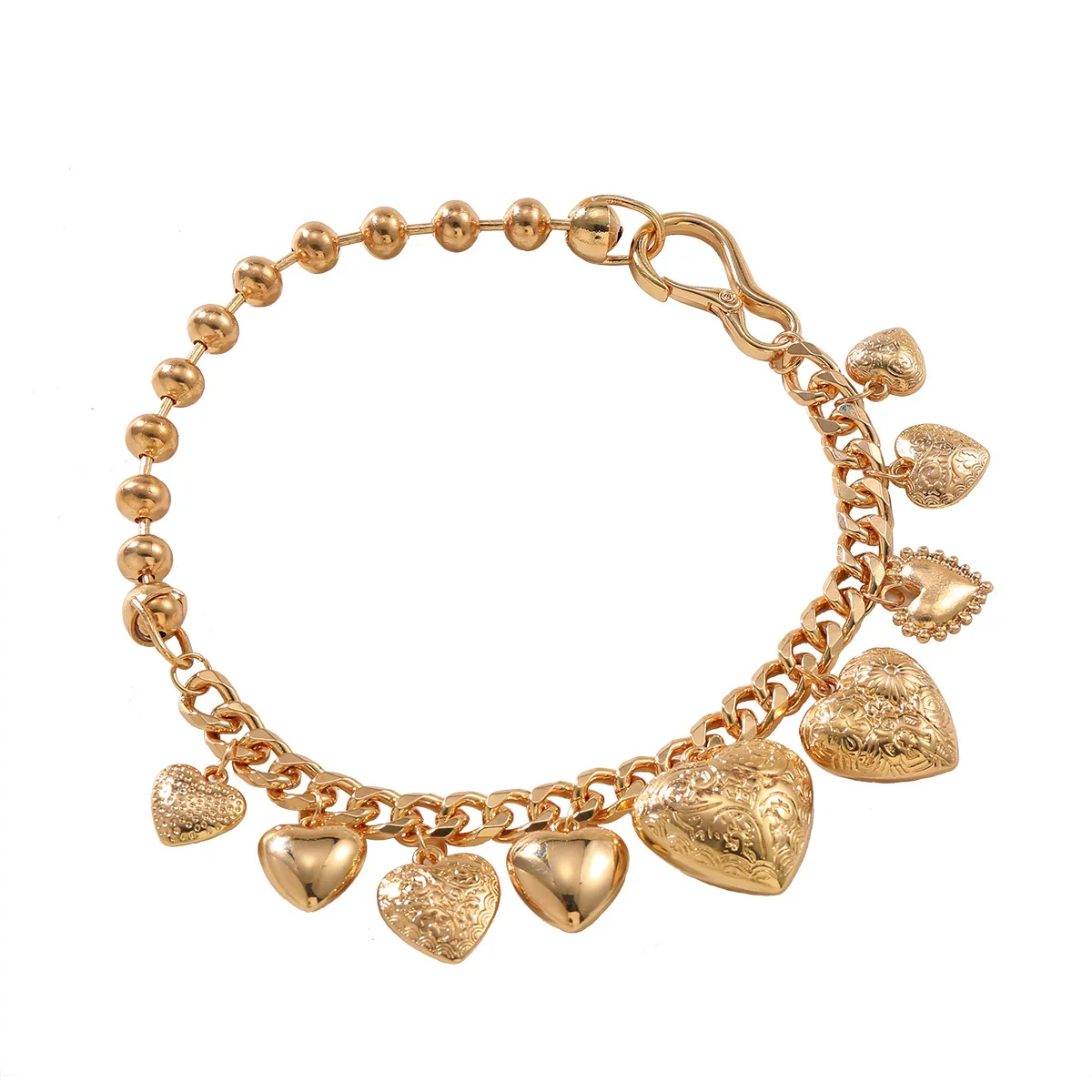 Wholesale Alloy Vintage Heart Shape Pendant Charm Necklace For Women With Electroplating - Image 5