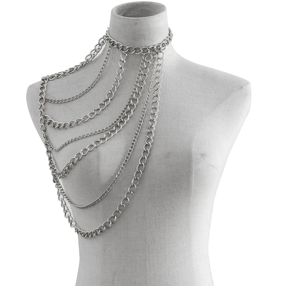 Wholesale Aluminum Geometric Ushaped Tassel Electroplated Women's Clavicle Necklace Body Chain - Image 5