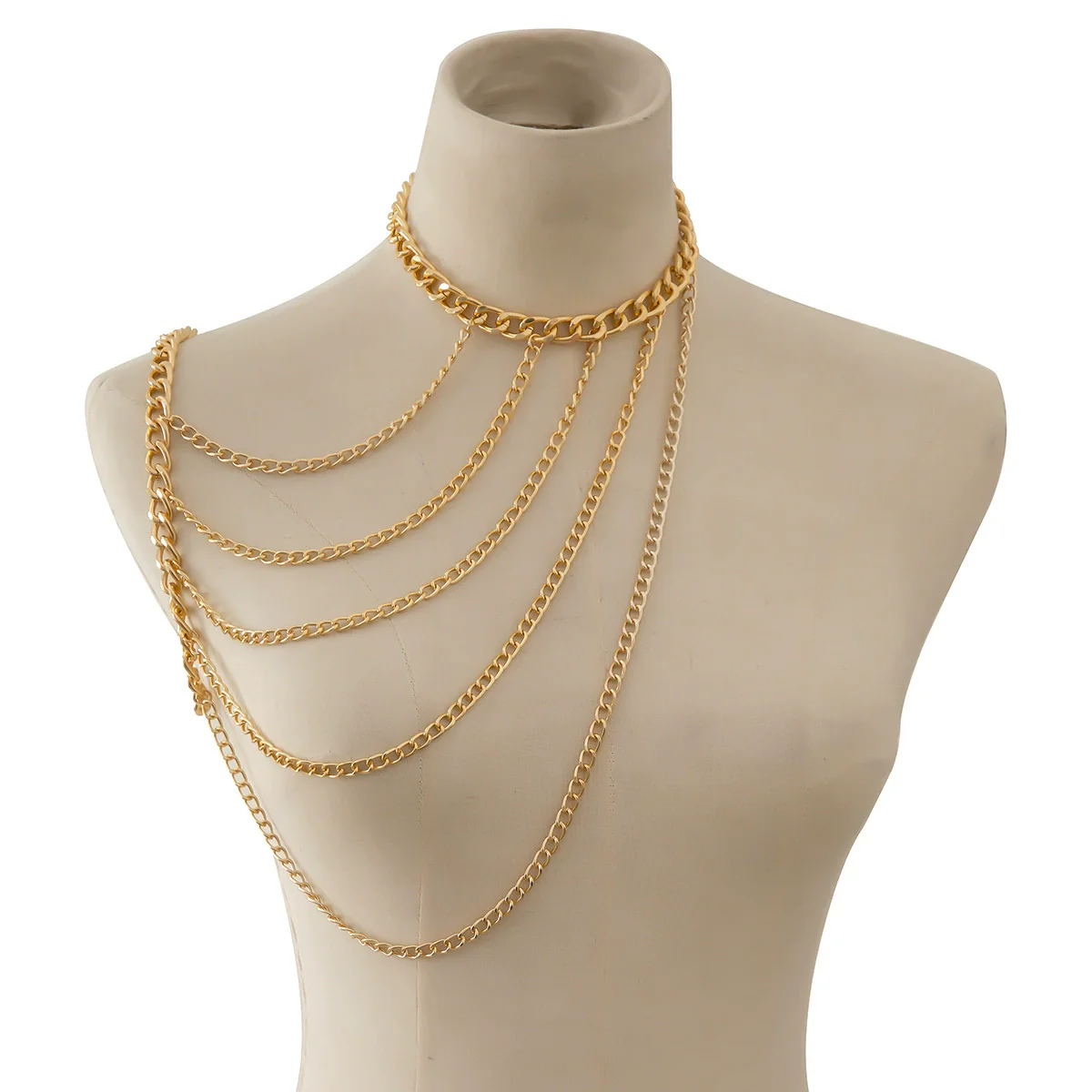 Wholesale Aluminum Geometric Ushaped Tassel Electroplated Women's Clavicle Necklace Body Chain - Image 6