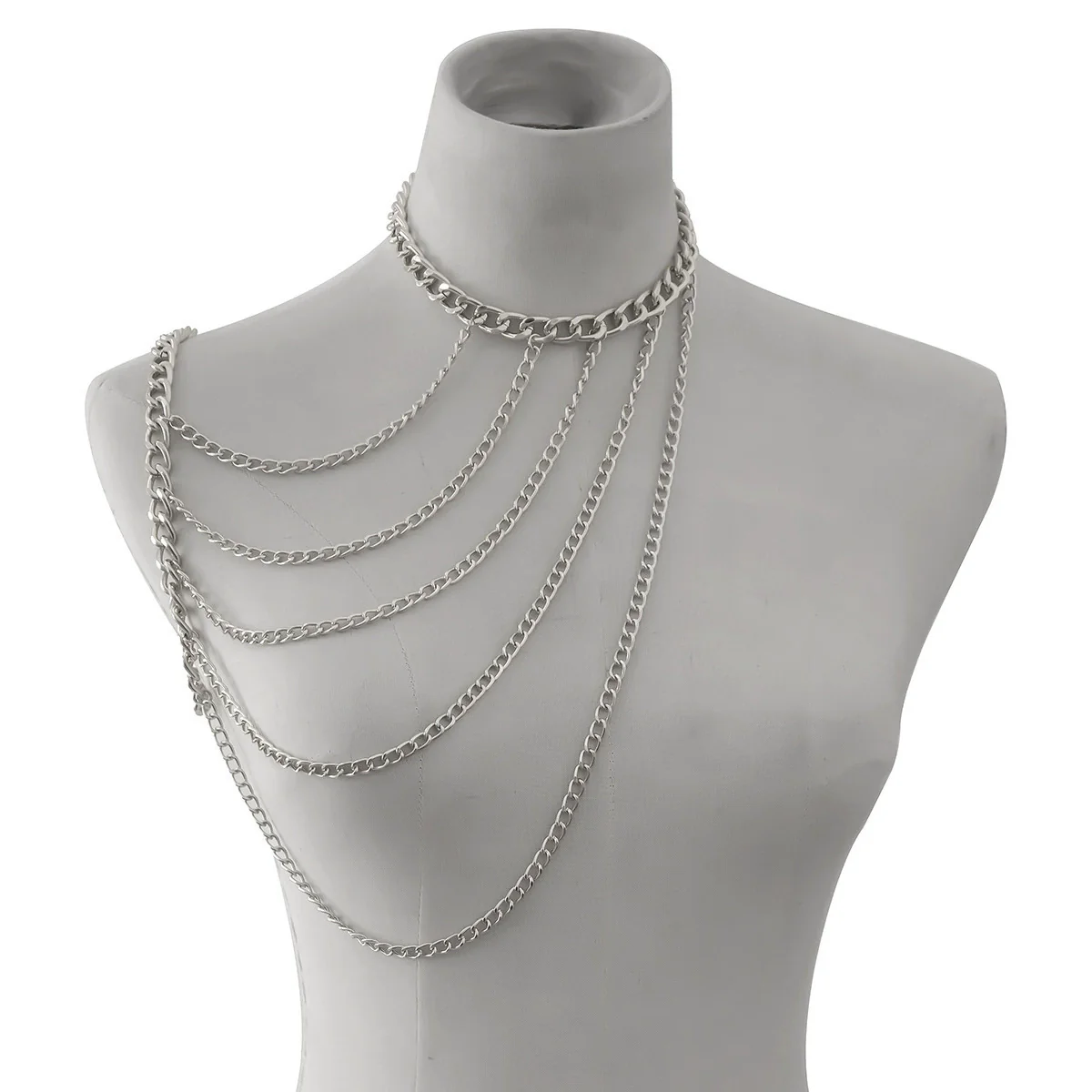 Wholesale Aluminum Geometric Ushaped Tassel Electroplated Women's Clavicle Necklace Body Chain - Image 7