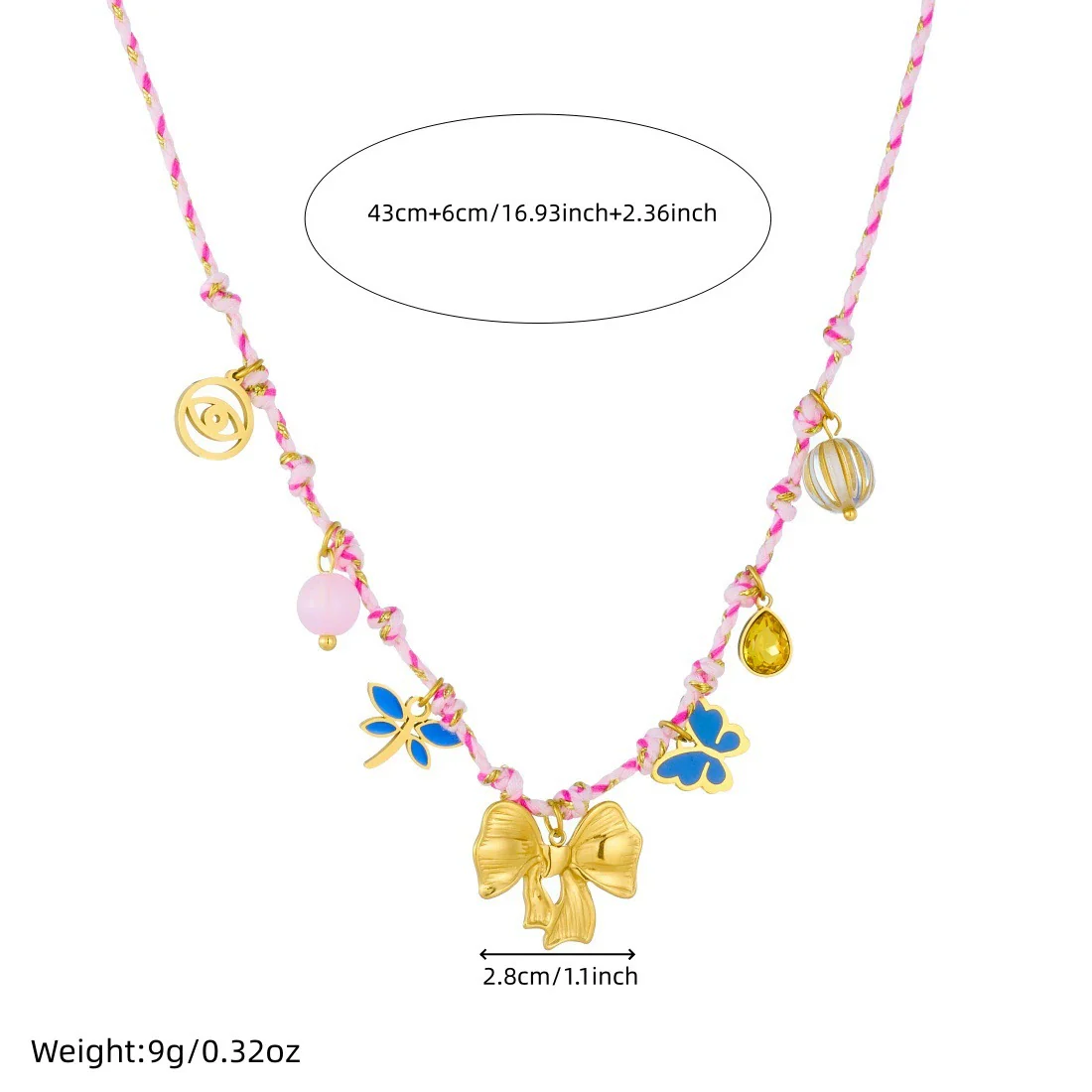 Wholesale Ancient Style Insect Bow Tie Stainless Steel Gold Electroplated Pendant Necklace For Women - Image 4