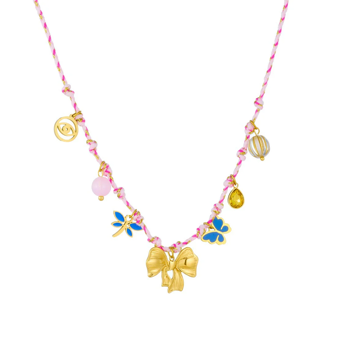 Wholesale Ancient Style Insect Bow Tie Stainless Steel Gold Electroplated Pendant Necklace For Women - Image 5