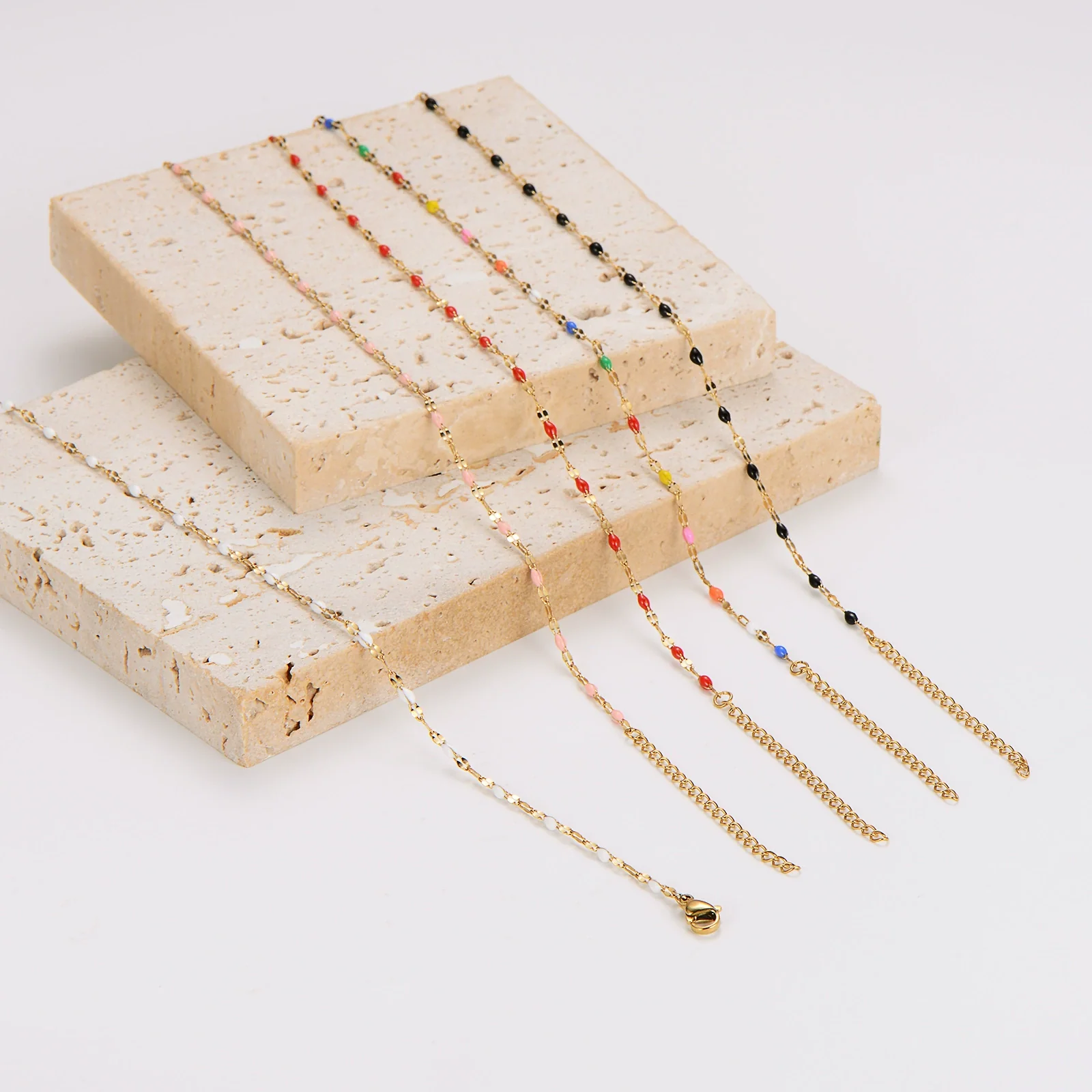 Wholesale Anklet Stainless Steel Geometric Ushaped Electroplated Lip Chain For Women - Image 2