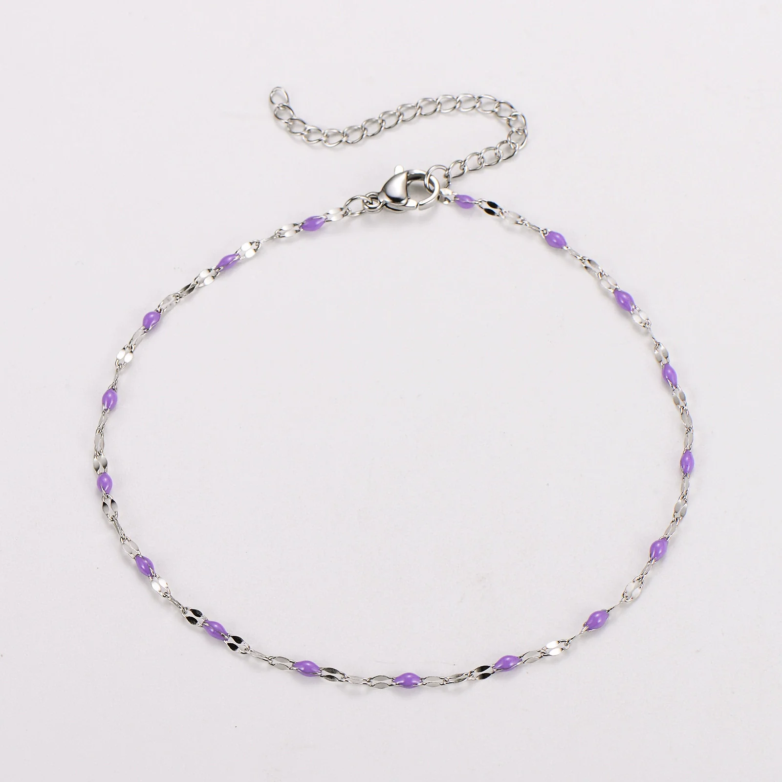 Wholesale Anklet Stainless Steel Geometric Ushaped Electroplated Lip Chain For Women - Image 24