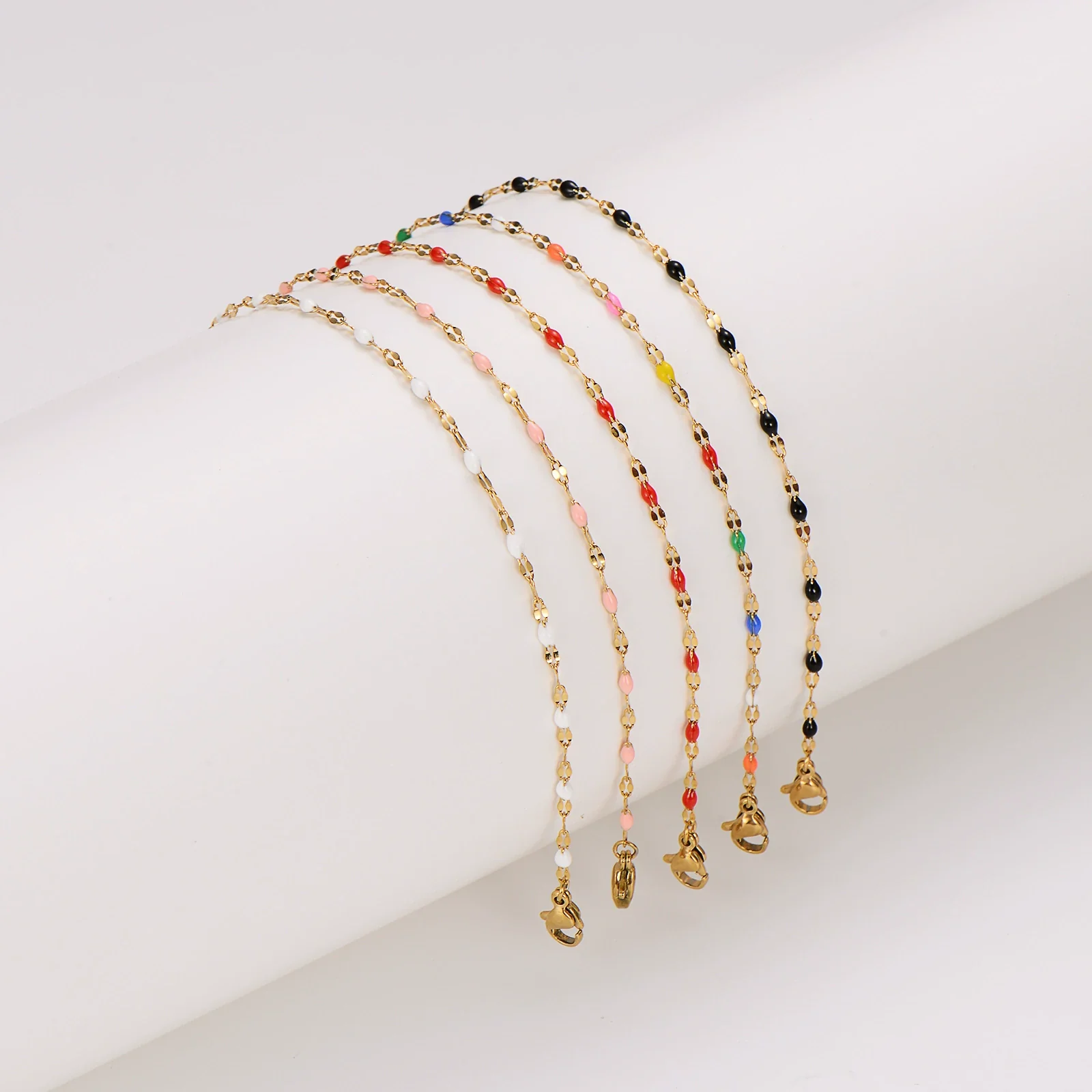 Wholesale Anklet Stainless Steel Geometric Ushaped Electroplated Lip Chain For Women - Image 3