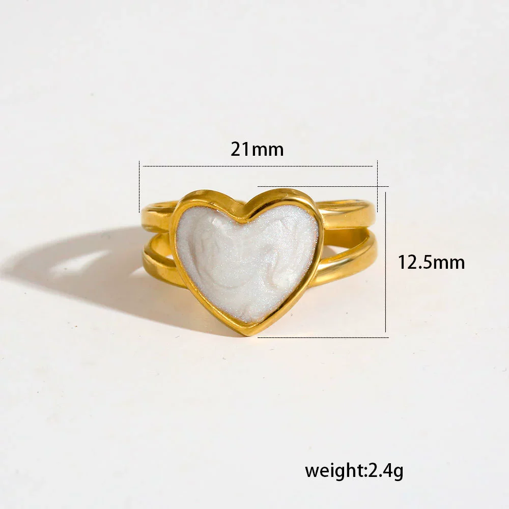 Wholesale Antiallergic Fairy Style Heart Shape Geometric Titanium Steel Electroplated Ring Set For Men And Women - Image 12