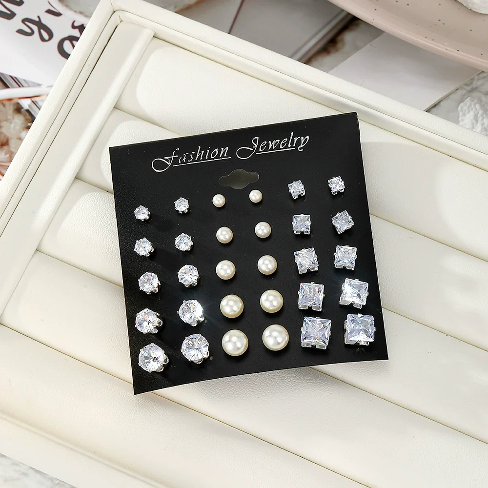 Wholesale Artificial Crystal Heartshaped Inlaid Crystal Zircon Earrings Set For Women - Image 4