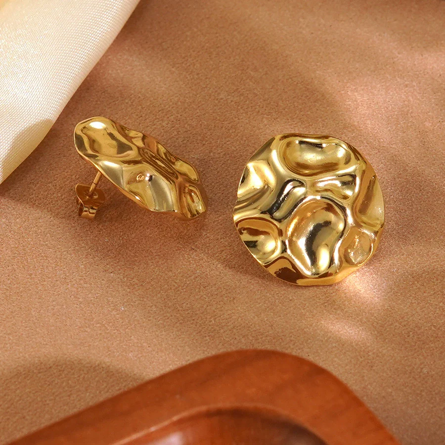 Wholesale Asymmetrical Geometric Medieval Style Electroplated Stainless Steel Earrings For Women - Image 3