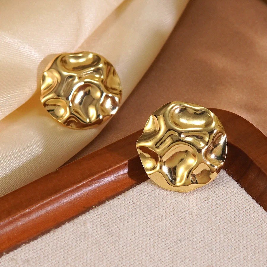 Wholesale Asymmetrical Geometric Medieval Style Electroplated Stainless Steel Earrings For Women - Image 4