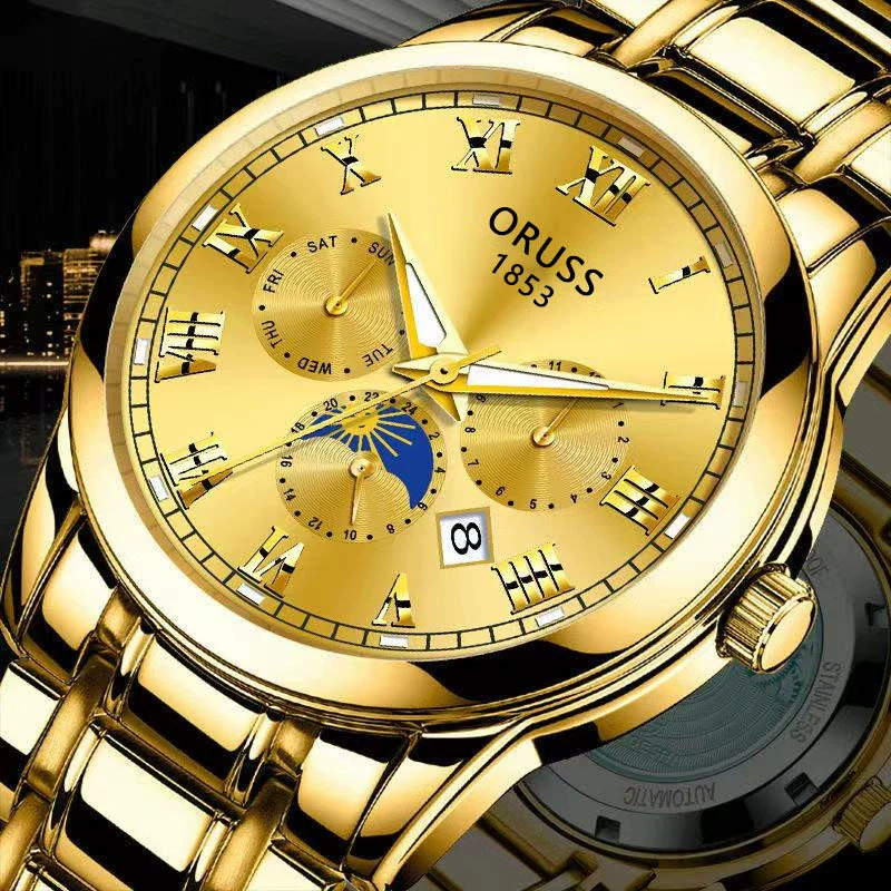 Wholesale Automatic Men's Watch Alloy Case And Strap Mineral Strengthened Glass Mirror Round Dial Leisure Style Waterproof Luminous - Image 3