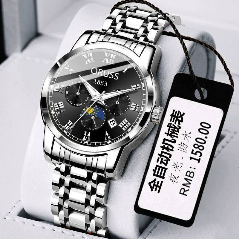 Wholesale Automatic Men's Watch Alloy Case And Strap Mineral Strengthened Glass Mirror Round Dial Leisure Style Waterproof Luminous - Image 9