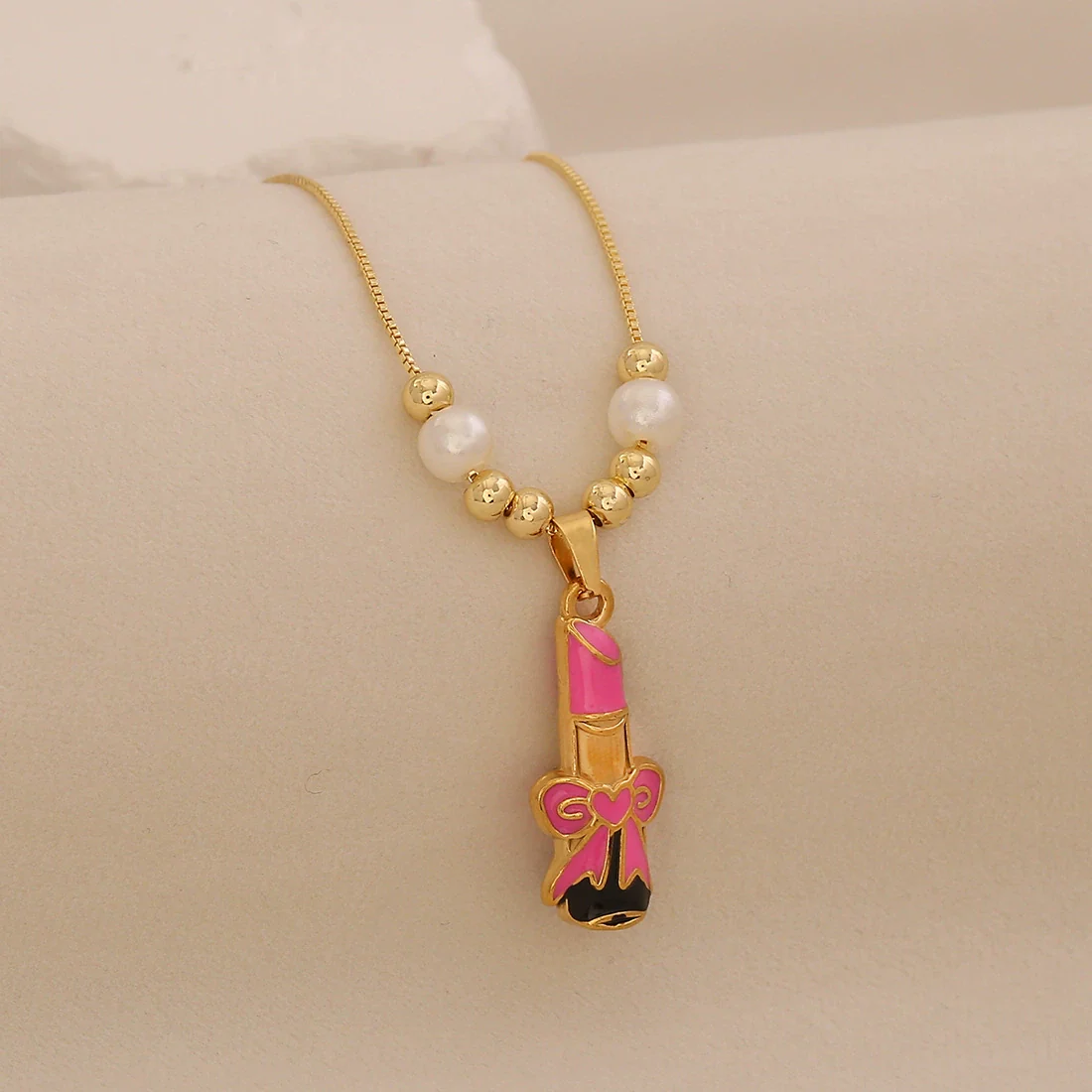 Wholesale Baby Lipstick Pendant Necklace Ice Cute Light Luxury Stainless Steel Fashion Jewelry - Image 4