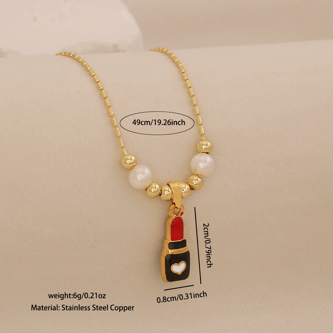 Wholesale Baby Lipstick Pendant Necklace Ice Cute Light Luxury Stainless Steel Fashion Jewelry - Image 7
