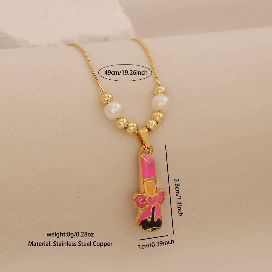 Wholesale Baby Lipstick Pendant Necklace Ice Cute Light Luxury Stainless Steel Fashion Jewelry - Image 8