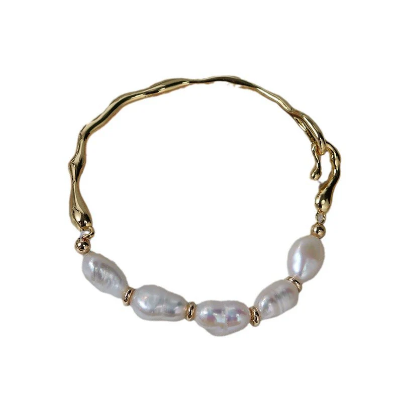 Wholesale Baroque Natural Freshwater Pearl Copper Bracelet Simple Elegant Minimalist Unisex - Image 5