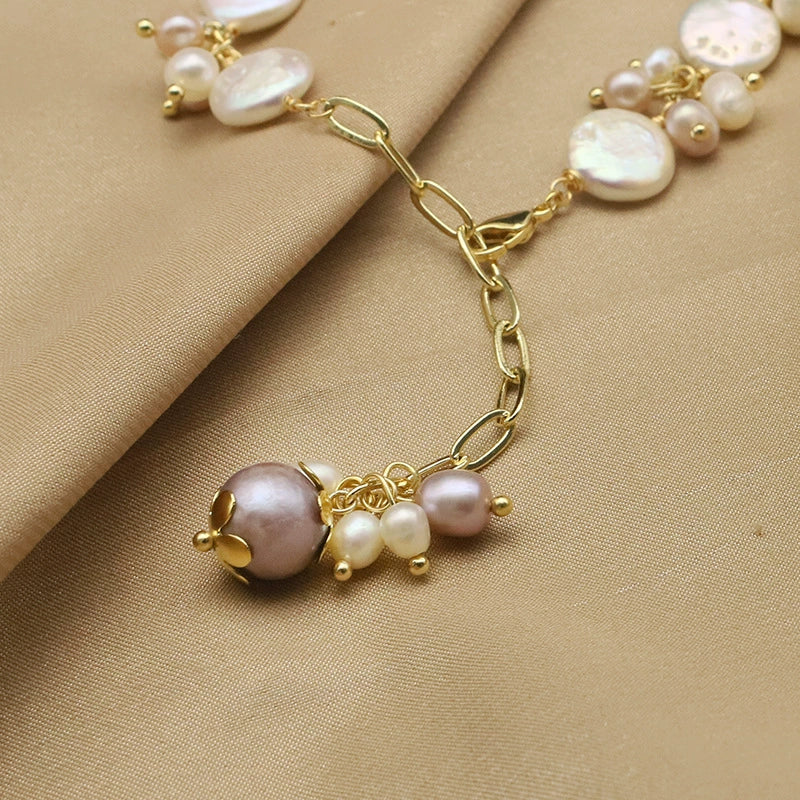 Wholesale Baroque Pearl Bracelet Retro Style Geometric Electroplated For Women - Image 3