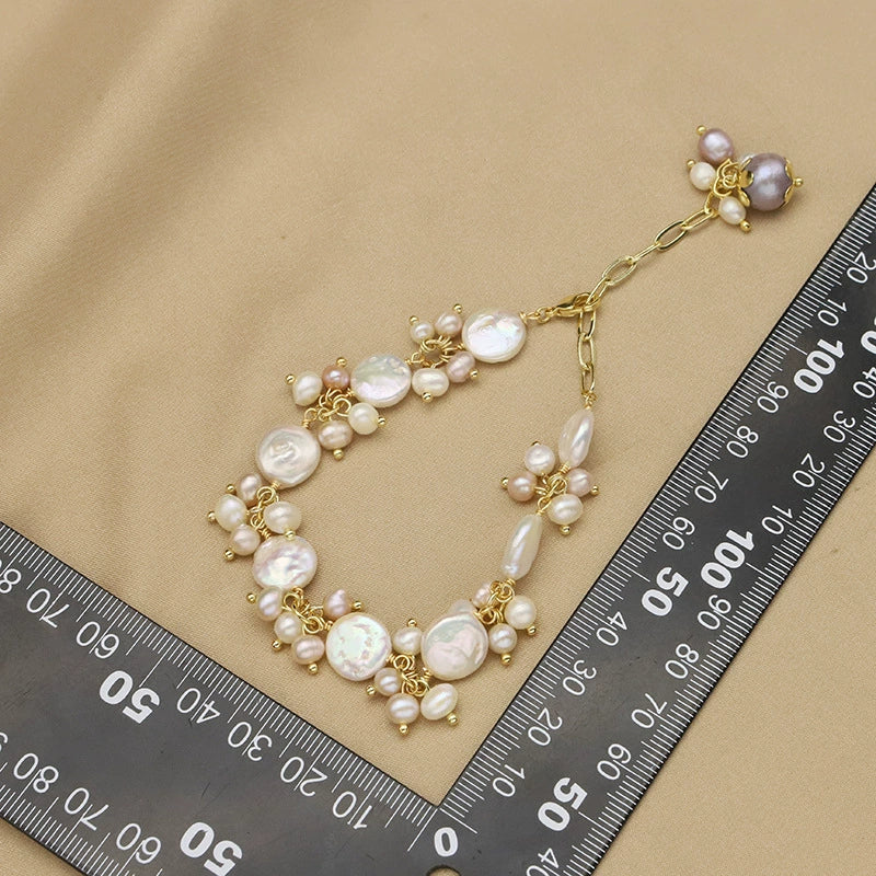 Wholesale Baroque Pearl Bracelet Retro Style Geometric Electroplated For Women - Image 4