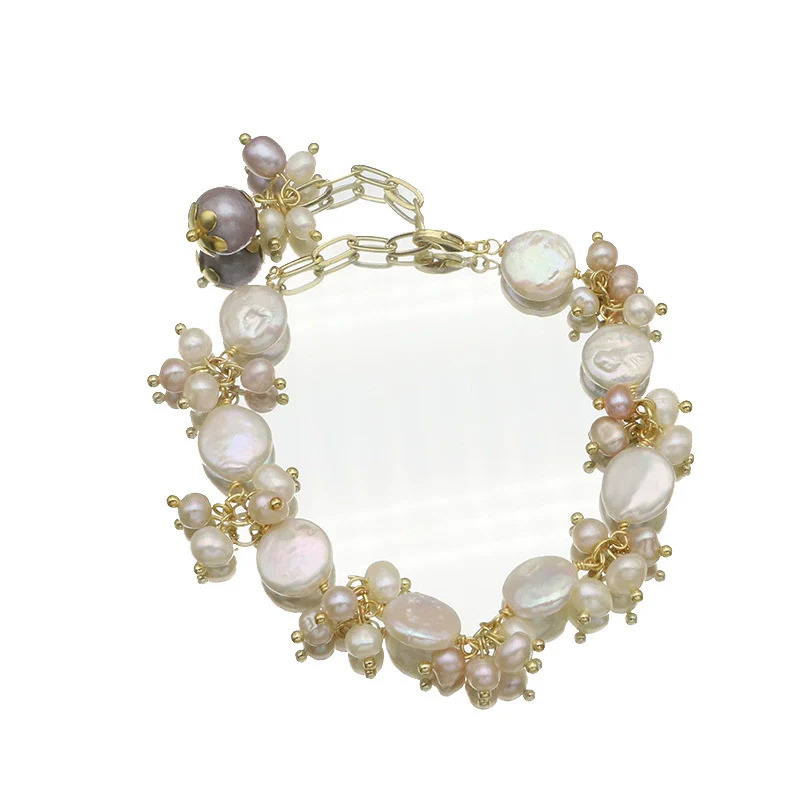 Wholesale Baroque Pearl Bracelet Retro Style Geometric Electroplated For Women - Image 5