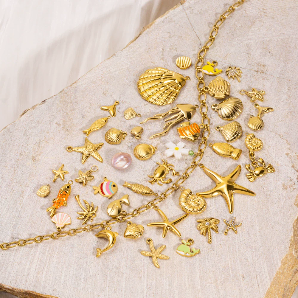 Wholesale Beach Wind Pendant Accessories Animal Style Starfish Shell 304 Stainless Steel Electroplated - Image 4