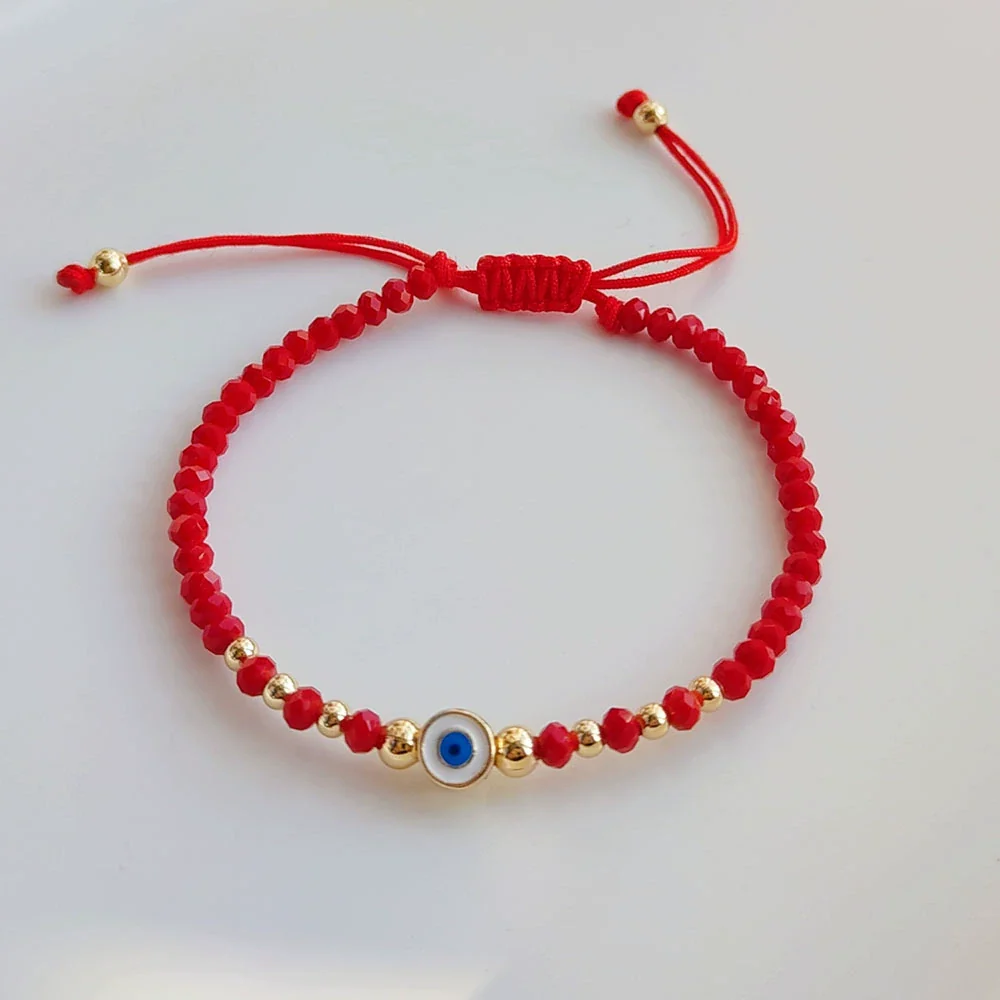Wholesale Beaded Glaze Evil Eye Pearl Handwoven Women's Jewelry Bracelet With Geometric Pattern - Image 3