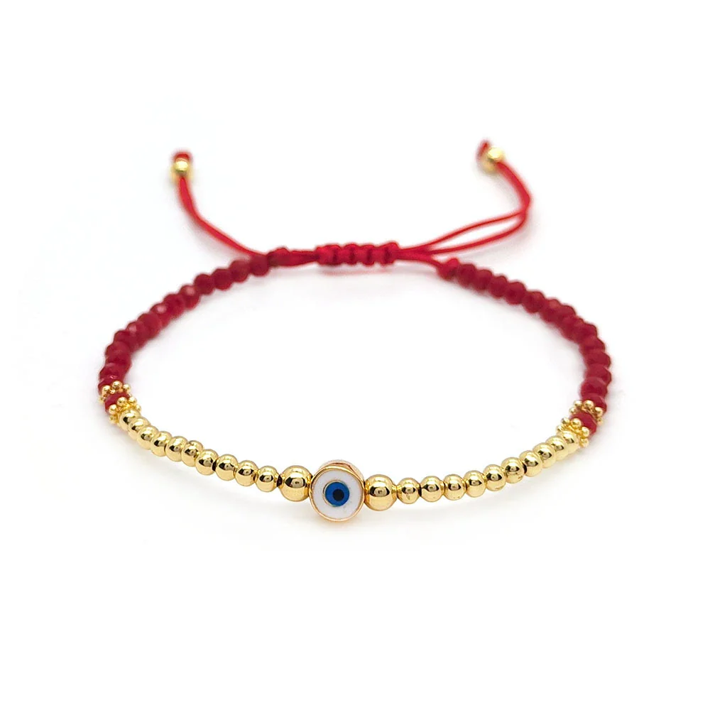 Wholesale Beaded Glaze Evil Eye Pearl Handwoven Women's Jewelry Bracelet With Geometric Pattern - Image 5