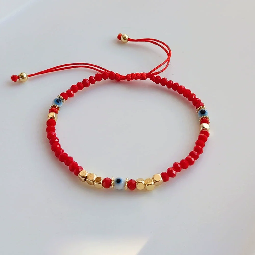 Wholesale Beaded Glaze Evil Eye Pearl Handwoven Women's Jewelry Bracelet With Geometric Pattern - Image 6