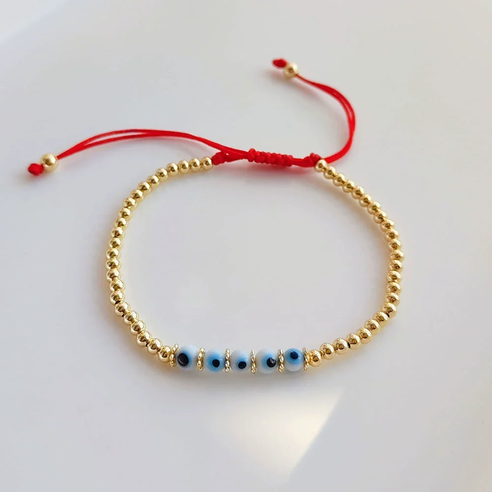 Wholesale Beaded Glaze Evil Eye Pearl Handwoven Women's Jewelry Bracelet With Geometric Pattern - Image 8