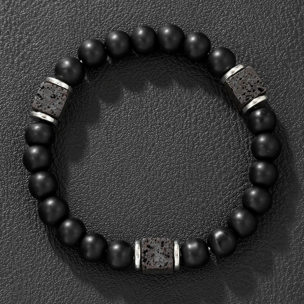 Wholesale Beaded Necklace Handmade Black Matte Volcanic Stone And Organic Glass Geometric Style Unisex - Image 7