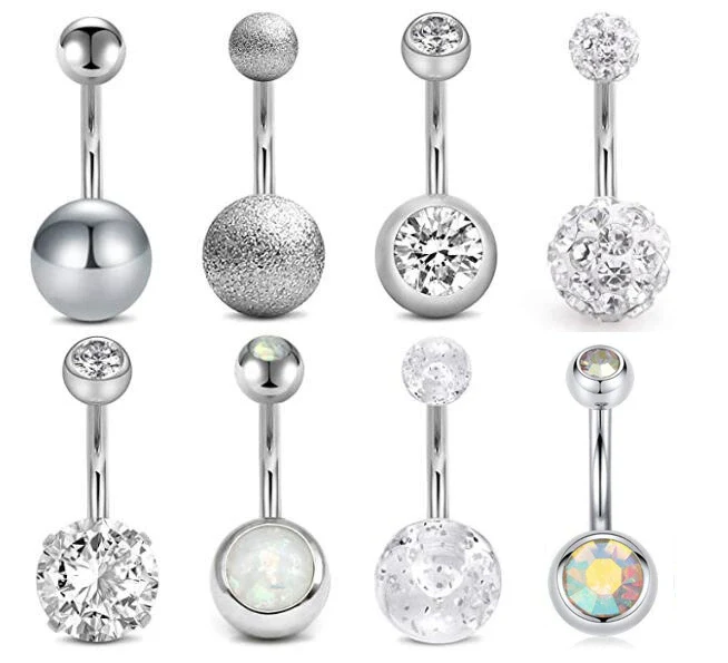Wholesale Belly Button Ring Set Stainless Steel Flower Design Human Body Piercing Jewelry - Image 6