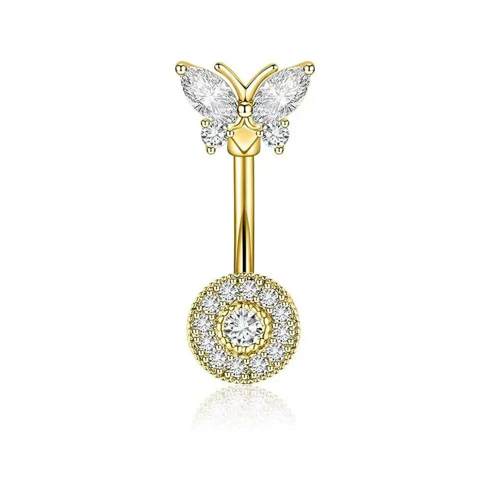 Wholesale Belly Button Ring Set Stainless Steel Inlaid Zircon Heart Shape For Women - Image 10