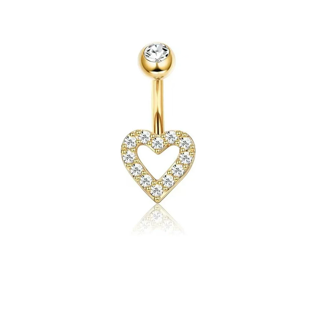 Wholesale Belly Button Ring Set Stainless Steel Inlaid Zircon Heart Shape For Women - Image 12