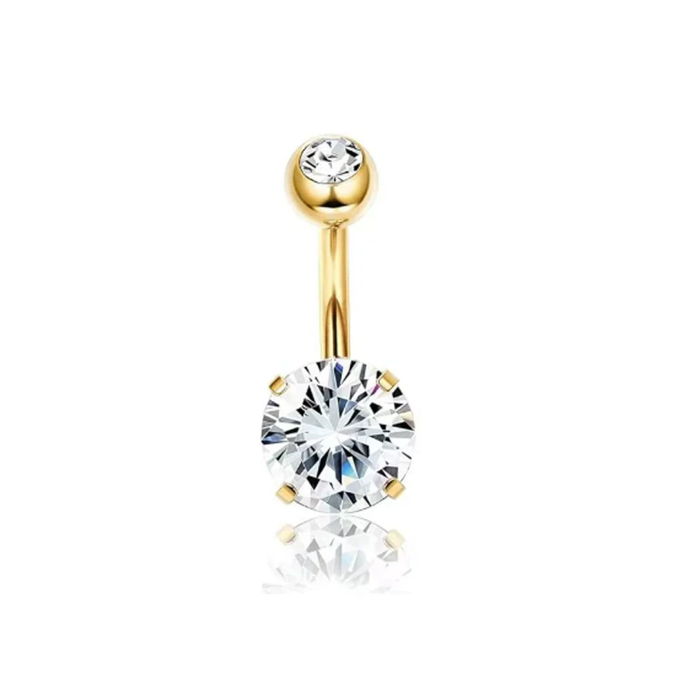 Wholesale Belly Button Ring Set Stainless Steel Inlaid Zircon Heart Shape For Women - Image 18