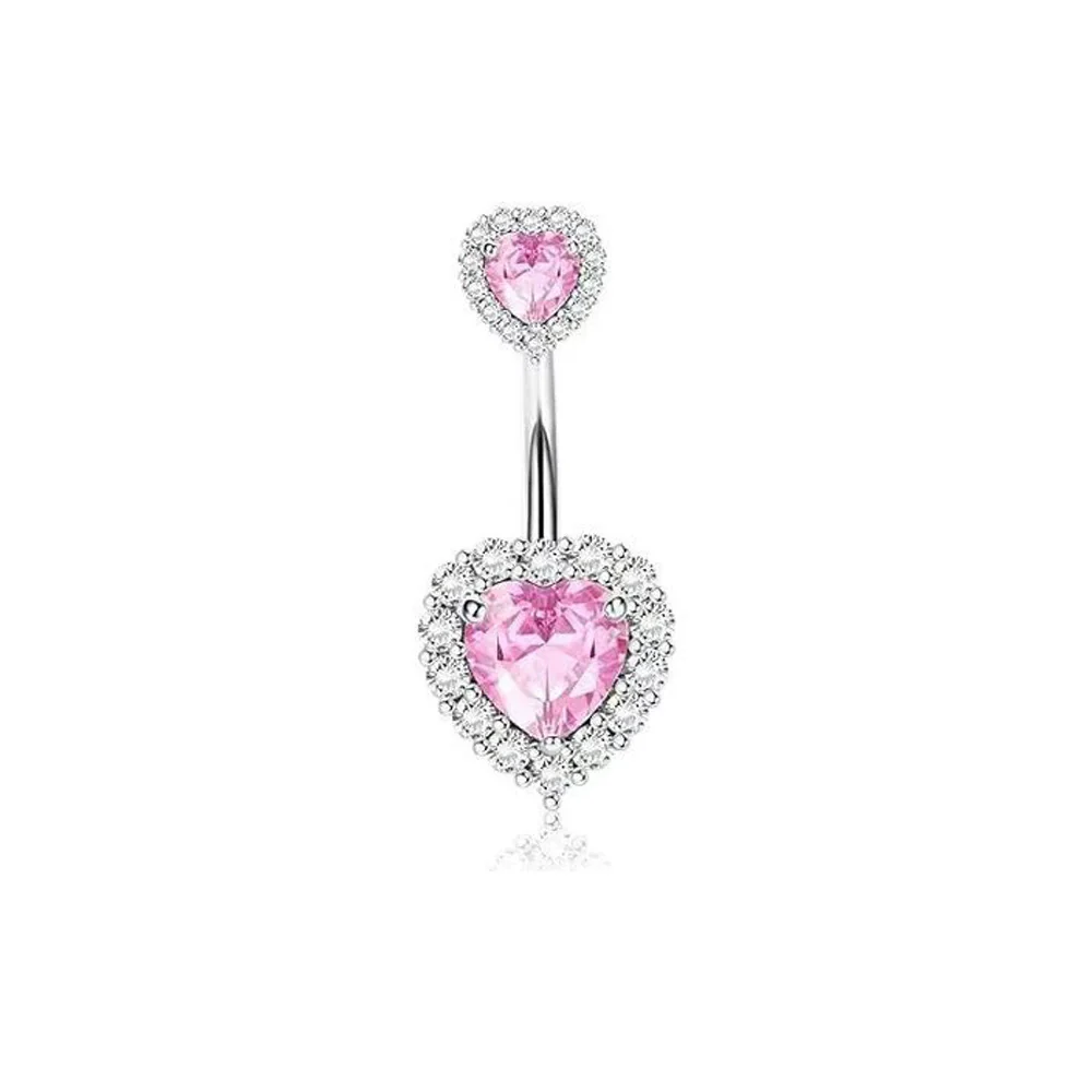 Wholesale Belly Button Ring Set Stainless Steel Inlaid Zircon Heart Shape For Women - Image 19