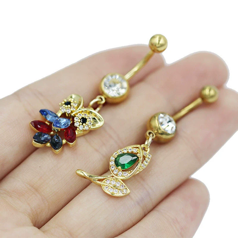 Wholesale Belly Button Ring Zinc Alloy Heart Shape Cute Owl And Sunflower Style - Image 4