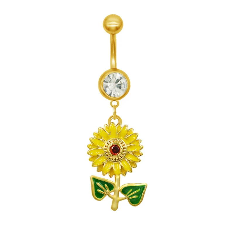Wholesale Belly Button Ring Zinc Alloy Heart Shape Cute Owl And Sunflower Style - Image 6