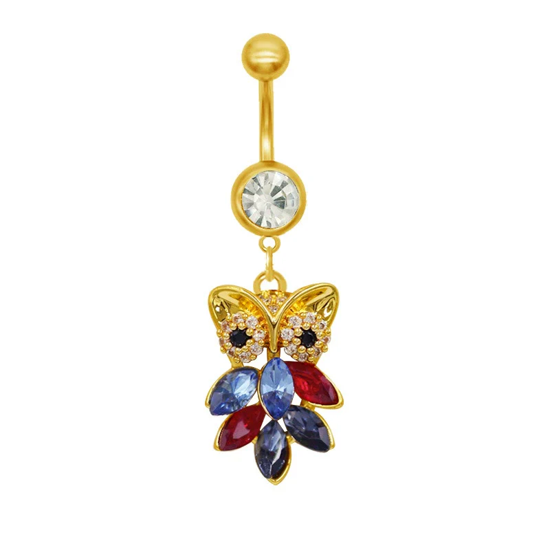 Wholesale Belly Button Ring Zinc Alloy Heart Shape Cute Owl And Sunflower Style - Image 7