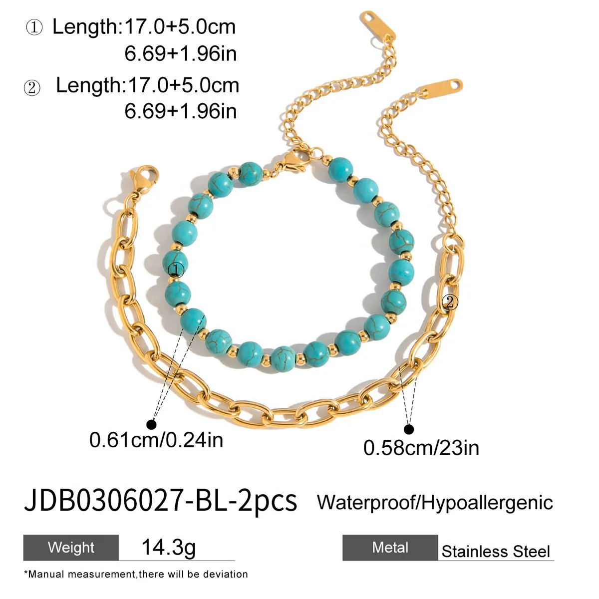Wholesale Blue Turquoise Stainless Steel Geometric Hand Jewelry For Women Electroplated Design Minimalist Style - Image 10