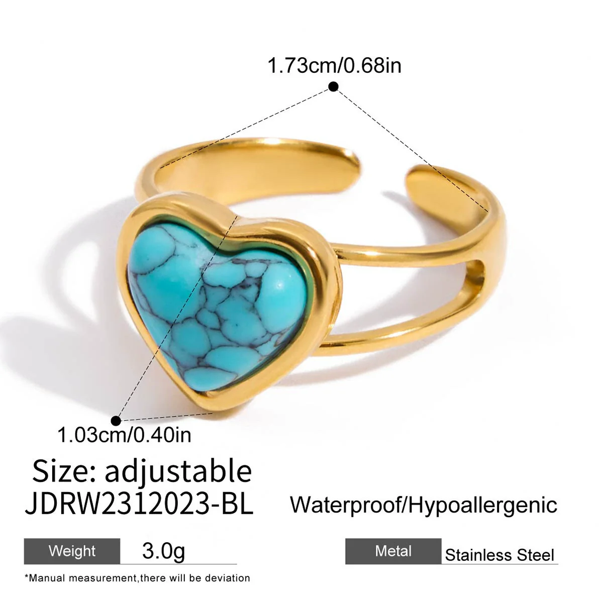 Wholesale Blue Turquoise Stainless Steel Geometric Hand Jewelry For Women Electroplated Design Minimalist Style - Image 14