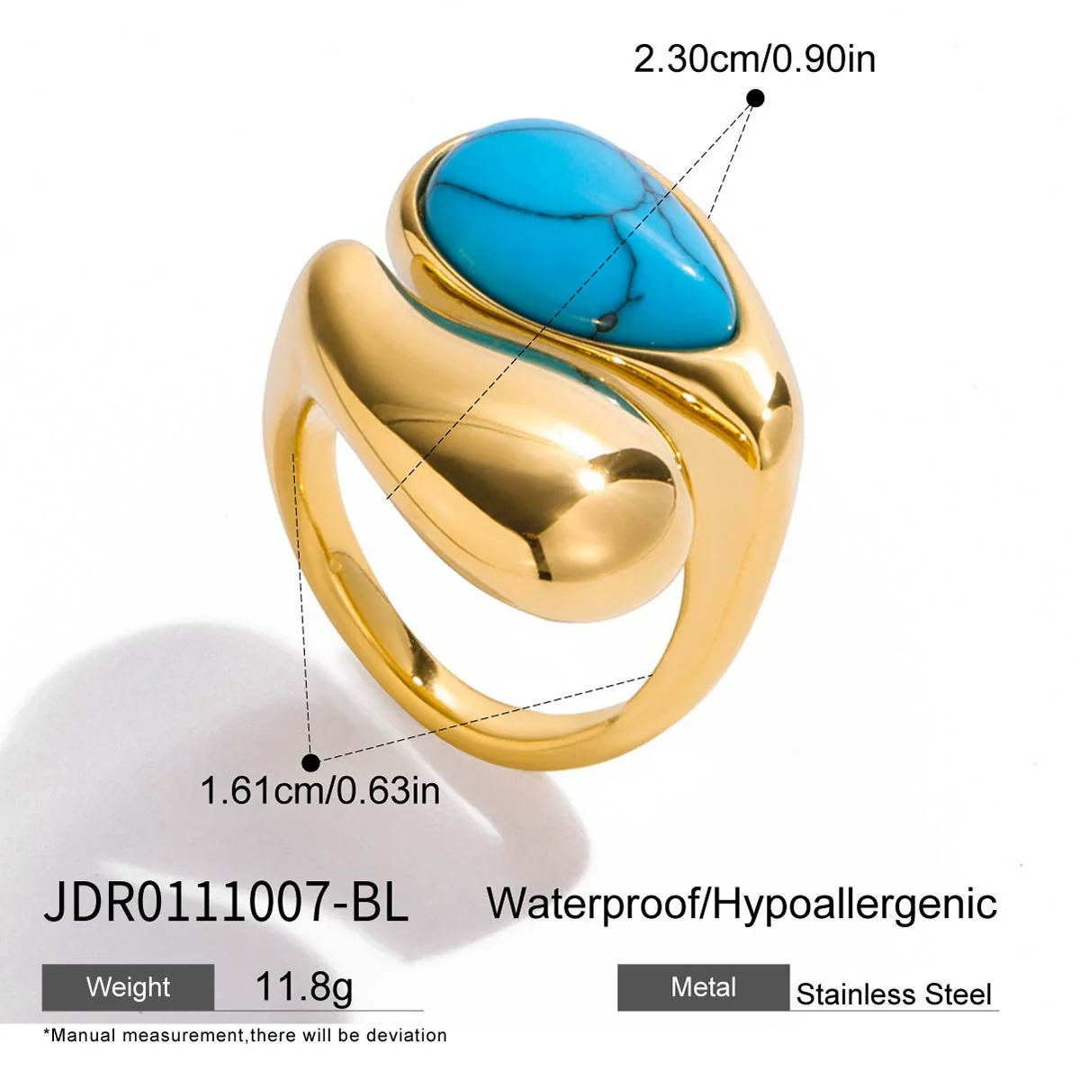 Wholesale Blue Turquoise Stainless Steel Geometric Hand Jewelry For Women Electroplated Design Minimalist Style - Image 5