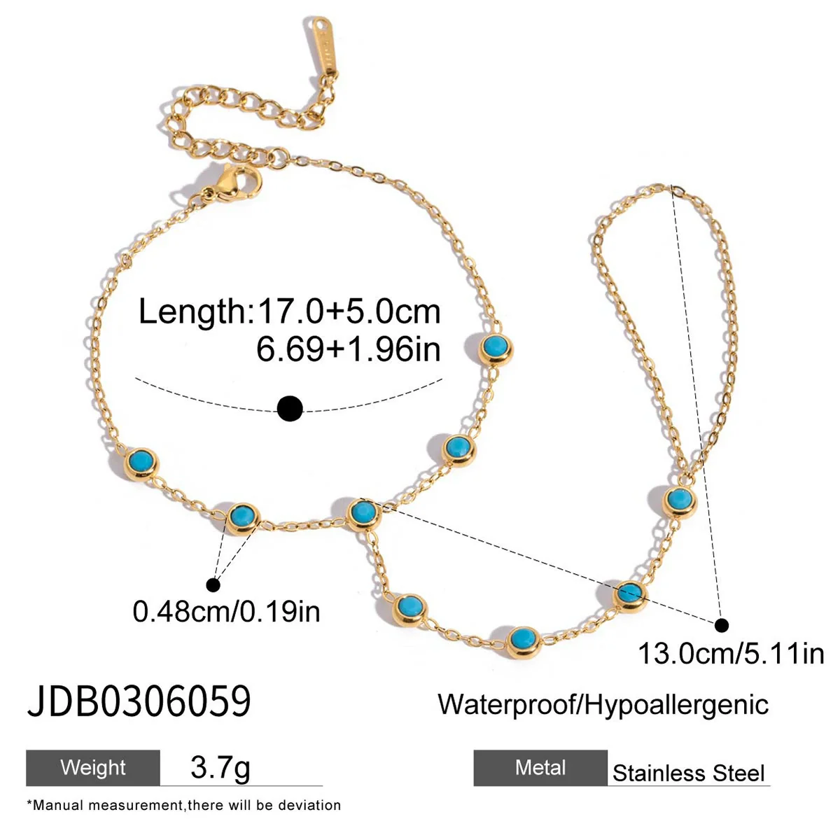 Wholesale Blue Turquoise Stainless Steel Geometric Hand Jewelry For Women Electroplated Design Minimalist Style - Image 7