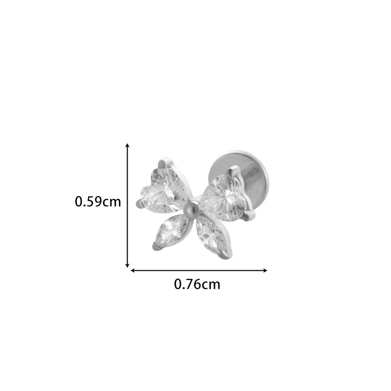 Wholesale Body Jewelry Titanium Alloy Electroplated Heart Shape Microinlaid Zircon Cartilage Puncture Ear Bone Nail Lip Nail For Women - Image 15
