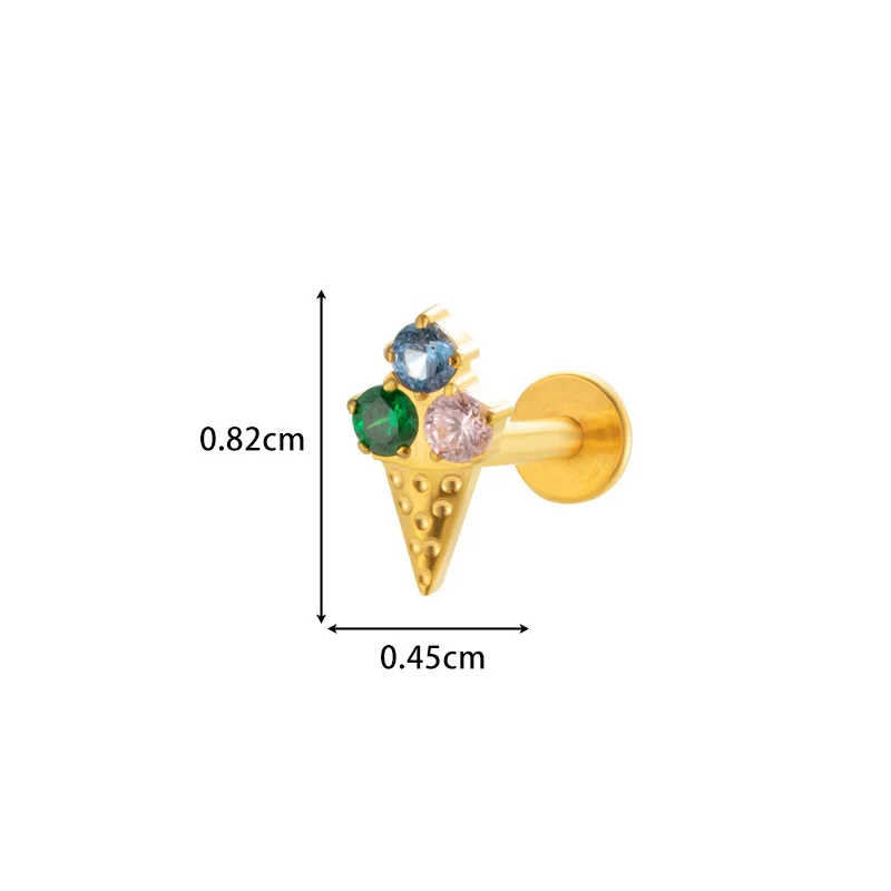 Wholesale Body Jewelry Titanium Alloy Electroplated Heart Shape Microinlaid Zircon Cartilage Puncture Ear Bone Nail Lip Nail For Women - Image 5