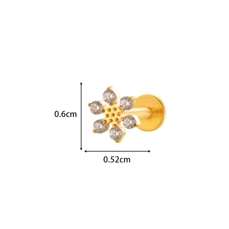 Wholesale Body Jewelry Titanium Alloy Electroplated Heart Shape Microinlaid Zircon Cartilage Puncture Ear Bone Nail Lip Nail For Women - Image 9